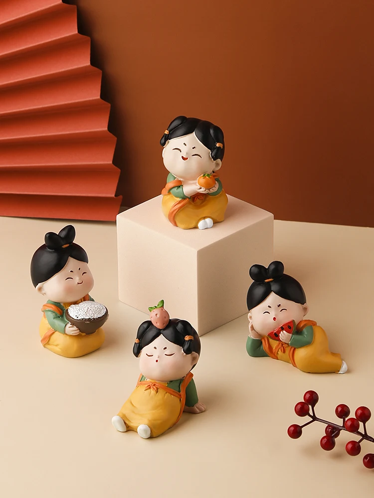 中国風デザインの唐仕女飾り物：伝統工芸品のおしゃれなリビングアクセント