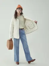リバーシブルデザインの可拆袖コットンジャケット【秋冬用・花柄・レディース】