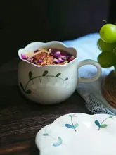 陶製コーヒーカップセット【景徳鎮製・フラワーカット・ラテアート対応・デザイン皿付き】