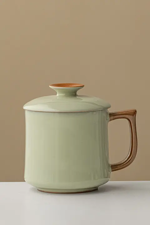 兮元記 陶磁器製 蓋付きマグカップ【高級オフィス用・個人用】