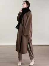 カシミヤコート レディース ミディアム丈 ビンテージチョコレートカラー サイドスリット ダブルフェイスカシミヤ