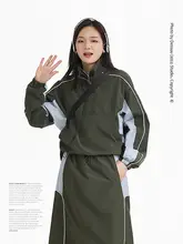 セットアップ レディース スタンドカラー ワークジャケット スカート アメカジ ヴィンテージ 甘辛MIX 春 「DESSUU」