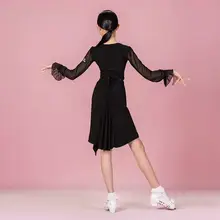 女児用ラテンダンス競技服【黒・分体上衣・演出・練習用】（セットアップ対応）