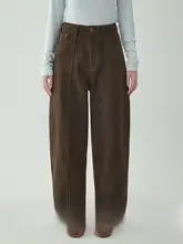 AMUU オリジナル レトロコットン ワイドレッグパンツ【厚手・ハイウエスト・秋冬用】