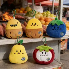 かわいいポテトデザインのマルチポーチ【フルーツ＆野菜・毛毛素材・イヤフォン・リップ・カード収納】（セットアップ対応）