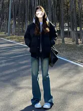 ヴィンテージ風ブーツカットデニムパンツ【レディース・ローウエスト・タイトフィット・ストレッチ】（セットアップ対応）