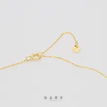 925純銀製 ゴールドメッキの鎖骨ネックレス【サークルデザイン・水晶吊り下げ・個性的な女性向けジュエリー】