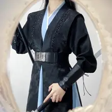 武侠風コスプレ黒色古装漢服【男用・スタイリッシュ・痩せ見え効果・カップル向け】（セットアップ対応）