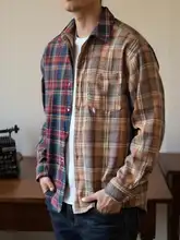 レトロカジュアルチェック柄シャツ【ロングスリーブ・襟付き・メンズ】