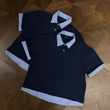 チェック柄ポロカラー半袖シャツ【タイプ・夏用・清潔感】（セットアップ対応）