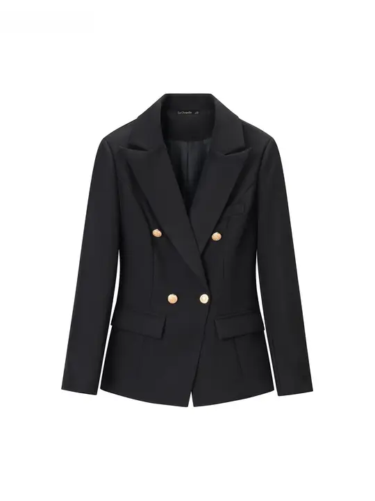通勤スタイルにぴったり！黒のダブルブレストジャケット【春用・女性用】