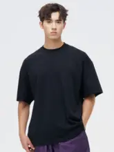 長綿混紡のボクシーシルエットTシャツ【男性用・ゆったりデザイン・日常使いに最適】（セットアップ対応）