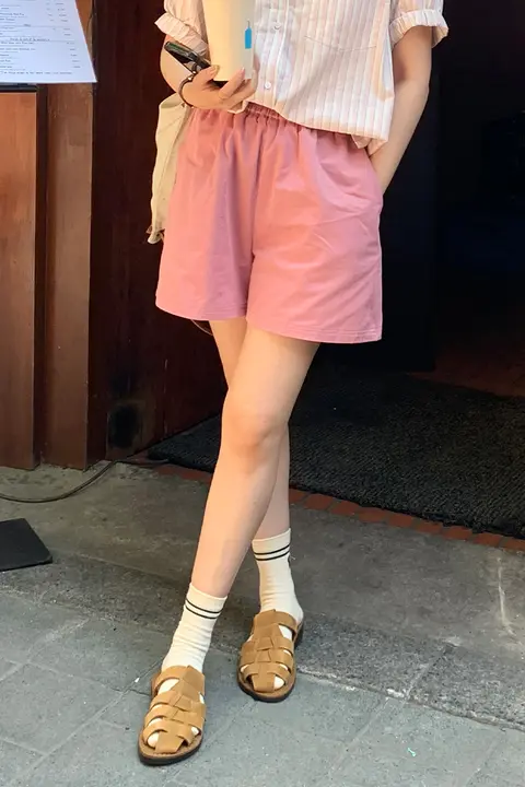 夏用高腰Aラインショートパンツ【ラクラク着用・水洗いコットン・フィット】