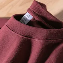 葡萄色の重厚なコットン製夏用ラウンドネック半袖Tシャツ【シンプルで多用途・カップル向け】