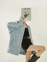 レディースヴィンテージデニムジャケット【アメリカンスタイル・ブルー・ルーズフィット・カジュアル】