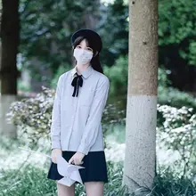 桜の家族 JKシャツ【薄灰色・長袖・学生制服・ロングタイプ・カレッジスタイル】