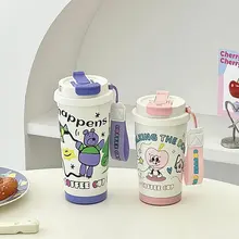 可愛いデザインの携帯用保温カップ【ダブルストロー・軽量・保冷機能】