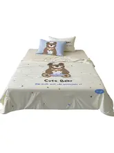 カートゥーン風 夏用ひんやり感覚の薄手冷感ケット【可愛いクマプリント・水洗い可能・柔らかい・通気性】