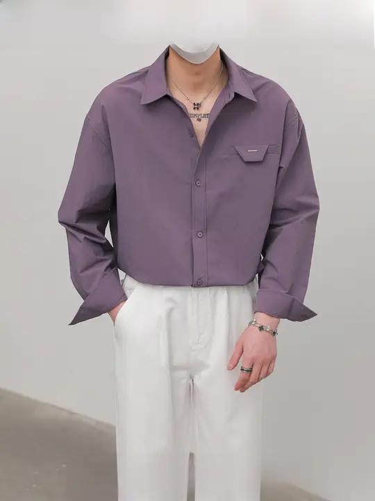 男性用 秋季用 ゆったりフィット速乾長袖シャツ【シンプル・アイロン不要・カジュアル】