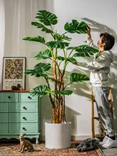 大型フェイク植物 モンステラ インテリア リビング 造花 フロアポット 装飾品