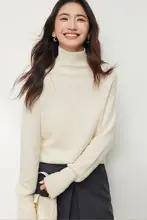高級ウールニットセーター【女性用・冬用・タートルネック・シンプルデザイン】