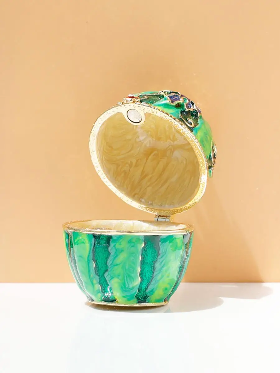 エナメル彩工芸品 スイカデザインのジュエリーボックス【ロシアの彩蛋・装飾用小物入れ】