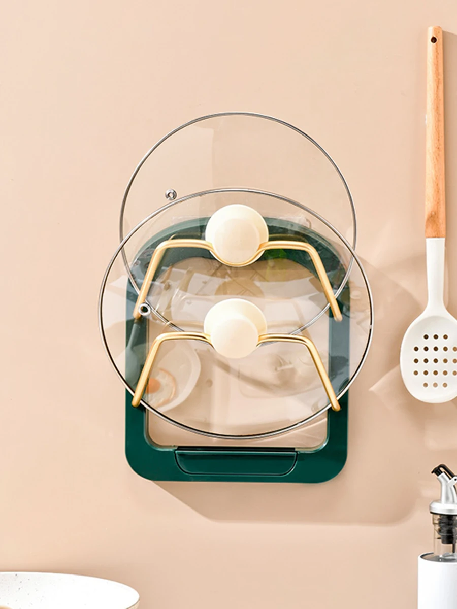 北欧スタイル キッチン鍋蓋ラック：穴あけ不要の多層デザインで収納効率を最大化