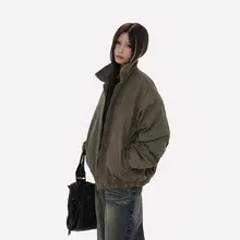 水洗加工コットン中綿デニムジャケット【ユニセックス・冬季用・カジュアル・レトロ】