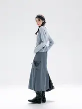 春の夜にぴったり！デニム調の工装スカート【ブルー・グラデーションデザイン】