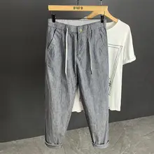 ストライプデザインのカジュアルパンツ【ハレンスタイル・薄手・ウエストゴム】（セットアップ対応）