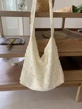 夏にぴったりな大容量トートバッグ【透け感のあるレース・ワンショルダー・通勤用】（セットアップ対応）