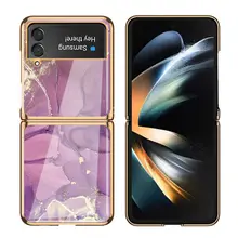 Samsung Galaxy Z Flip 6用 ガラス電鍍製保護ケース【おしゃれなプリント・折りたたみ式・男女兼用】