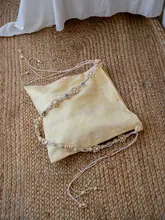 海辺のリゾートスタイル！斜め掛けバッグ【黄青・ビーズ付き・フリンジ・刺繍デザイン】