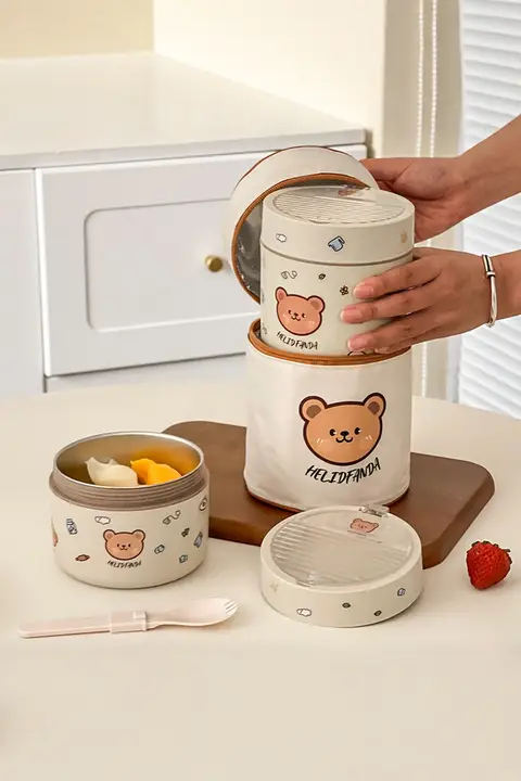 子供用 朝食容器 保温弁当箱 スプーン付き 別のカップ 携帯用 スープボウル 316ステンレス
