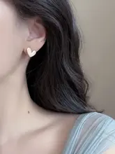 オイルペイント風ピンクハートイヤリング【穴あけ不要・シンプルで可愛い】