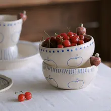 立体的なリンゴデザインの手作りボウル【高級感あるカラフルなデザート＆フルーツ用】