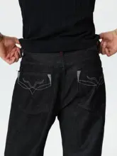 レトロデザインのハイエンド牛革仕立てのフレアデニムパンツ【優雅なワイドレッグ・ストレートフィット・カジュアル】