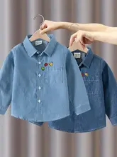 男の子用 ソフトデニムシャツ【コットン100%・長袖・カジュアル・襟付き】