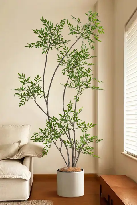 大型のインテリア用フェイクグリーン 南天竹【高級感ある観葉植物・フロアデコレーション用・ナチュラルデザイン】