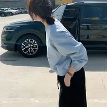 秋冬用 薄手長袖カジュアルプルオーバー【ラウンドネック・ゆったりシルエット・女性用】