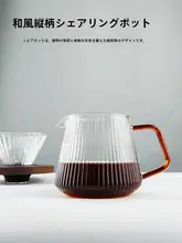大容量耐熱ガラス製ストライプコーヒーサーバーセット【ウォールナット木台・ハンドドリップ用・フィルター付き】