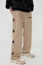 アメリカンヴィンテージ刺繍入り メンズルーズストレートカジュアルパンツ【高街・ヒップホップ・学生用・ペアスタイル】