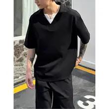 洗練されたデザインのPolo襟半袖Tシャツ【夏用・ゆったりフィット・カジュアルスタイル】（セットアップ対応）