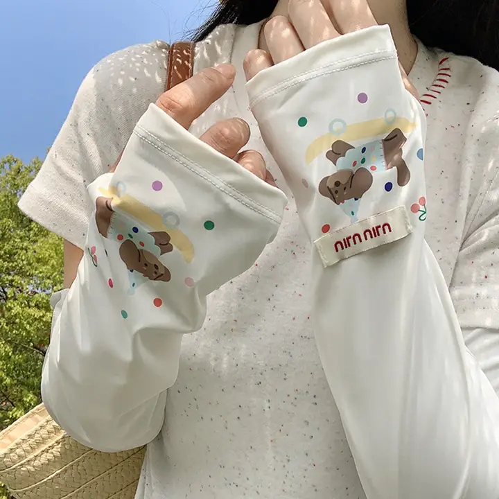 アームカバー レディース 接触冷感 ひんやり ゆったり UVカット 紫外線対策 かわいい イラスト柄 運転 ドライブ 夏用