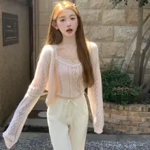 マハ毛のダイヤモンドパターンキャミソールカーディガン【秋用・ファッショナブル・二色展開】（セットアップ対応）