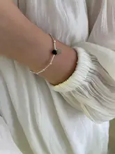 天然珍珠と黒瑪瑙の竹管ブレスレット【シルバー925・シンプルデザイン・多用途】