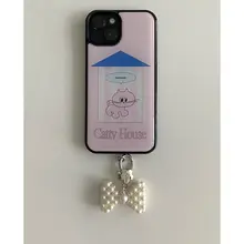 立体ビーズリボンデザインスマホ用ストラップ【エアポッズ対応・おしゃれ】