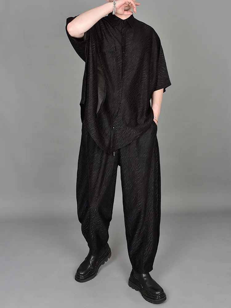 夏季暗黒系テクスチャー五分袖シャツパンツ：6月に着るカジュアルスタイルの実用性とサイズ選定ガイド