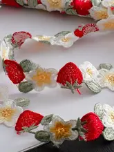 ストロベリーフラワー水溶性刺繍レース【DIYコスチューム・布小物用】