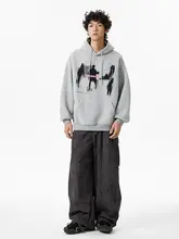 HuiTouLv メンズフード付きスウェットシャツ【ヴィンテージスタイル・秋用・ルーズフィット・カジュアル】